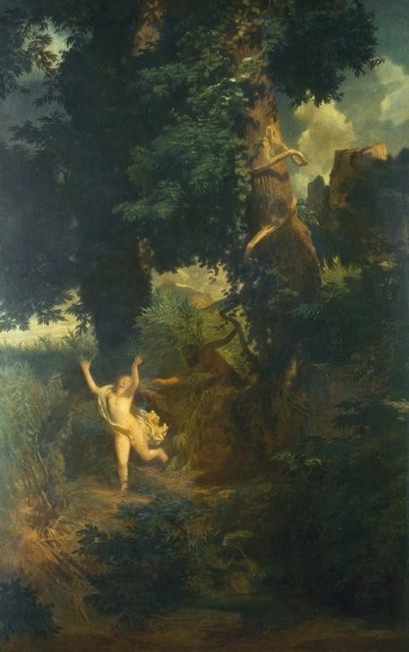 Arnold Böcklin, Syrinx flieht vor Pan (Mythologie, Nymphe, Flucht, Wald, Götter, Symbolismus, Wunschgröße, Klassiker, Wohnzimmer, bunt)