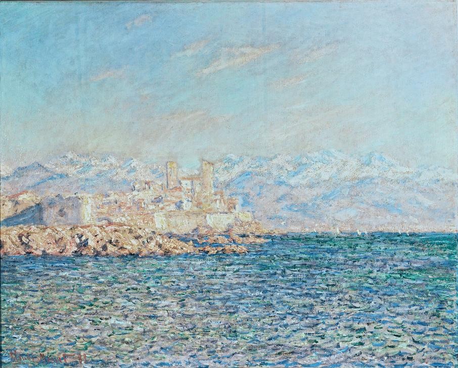 Claude Monet, Antibes, effet d’aprèsmidi (Festung,Fort,Gebirge,Geographie,Hafen,Küste,Kunst,Landschaft,Schiff,Meer,Impressionismus,Vedute,Französische Kunst,Topographie)