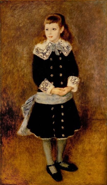 Pierre-Auguste Renoir, La filette à la ceinture bleue (Kindermode,Kind,Kunst,Mädchen,Mensch,Mode,Impressionismus,Portrait,Französische Kunst,Schärpe,Kleidung (Allgemein),Fin De Siecle,Kopf,Ganzfigurig)