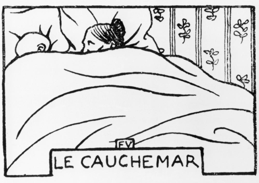 Felix Vallotton, Le cauchemar (Bett,Literatur,Mutter Und Kind,Traum,Alptraum,Roman,Französische Kunst,Schweizerische Kunst,Buchillustration,Schlafen (Schlaf),Person)