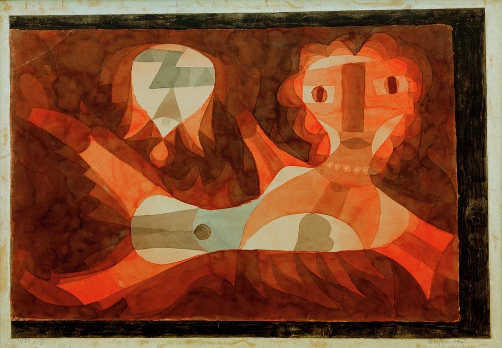Paul Klee, Goldfisch-Weib (Deutsche Kunst,Kette (Schmuck),Kunst,Mythologie,Fabelwesen,Halskette,Nixe,Perlenkette,Schweizerische Kunst,Volksglaube,Abstraktion)