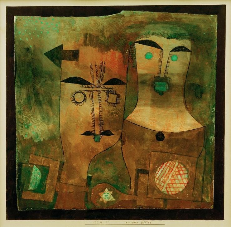 Paul Klee, Ein Paar Götter (Deutsche Kunst,Kunst,Mythologie,Portrait,Götter,Schweizerische Kunst,Paar,Gott,Privatsammlung)