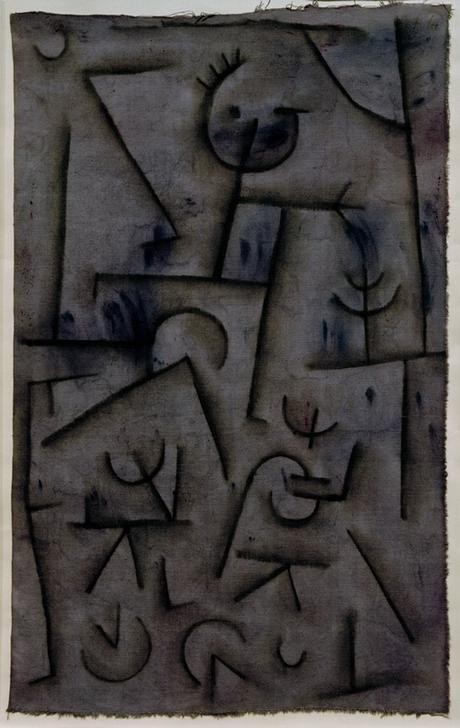 Paul Klee, Bacchanal in Rotwein (Bauhaus,Deutsche Kunst,Kunst,Mythologie,Thiasos,Bacchanal,Schweizerische Kunst,Blau,Abstraktion,Privatsammlung,Griechisch-Römische Mythologie)