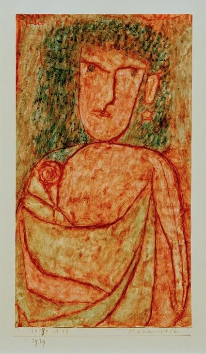 Paul Klee, Mannweib (aus einem verschollenen antiken Roman) (Deutsche Kunst,Kunst,Mythologie,Portrait,Schweizerische Kunst,Hermaphrodit,Griechisch-Römische Mythologie)