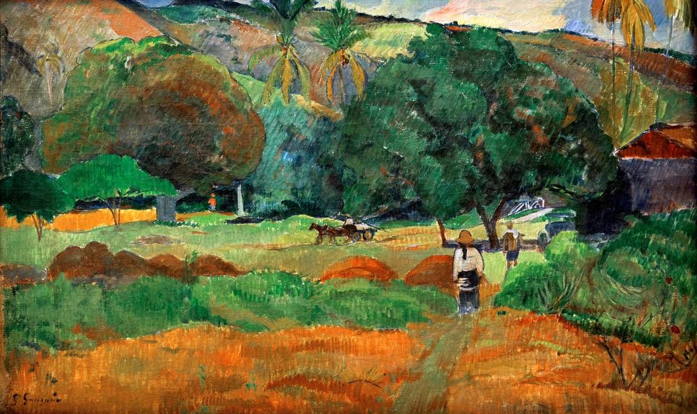 Paul Gauguin, Le Vallon (Kunst,Landschaft,Reiter,Tal,Französische Kunst,Exotik,Tropen,Synthetismus)