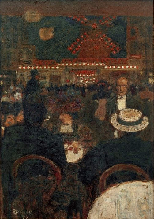 Pierre Bonnard, Place Blanche (Terrasse du Café) (Gastronomie,Kunst,Nachtleben,Strassenszene,Tageszeiten,Nacht,Platz,Strassencafe,Französische Kunst,Cafe,Gast,Nabis)