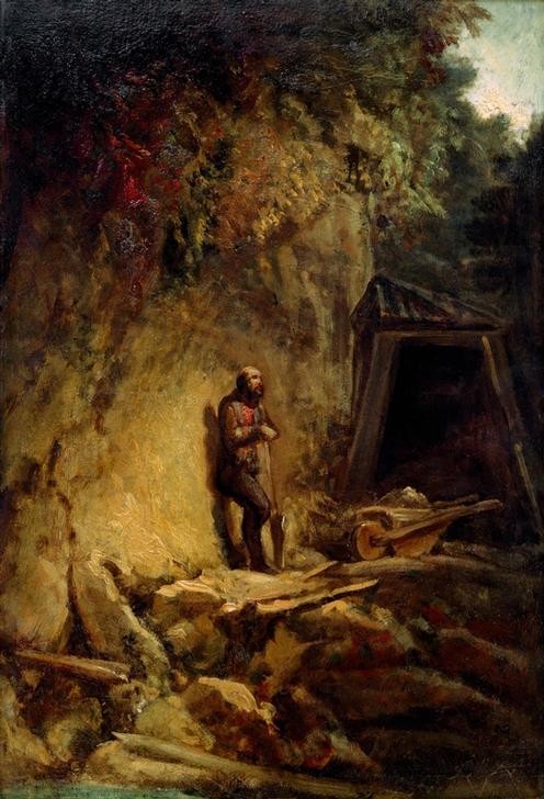 Carl Spitzweg, Der Bergmann (Beruf,Deutsche Kunst,Kunst,Landschaft,Mann,Biedermeier,Technik,Genre,Pyrit,Bergmann)