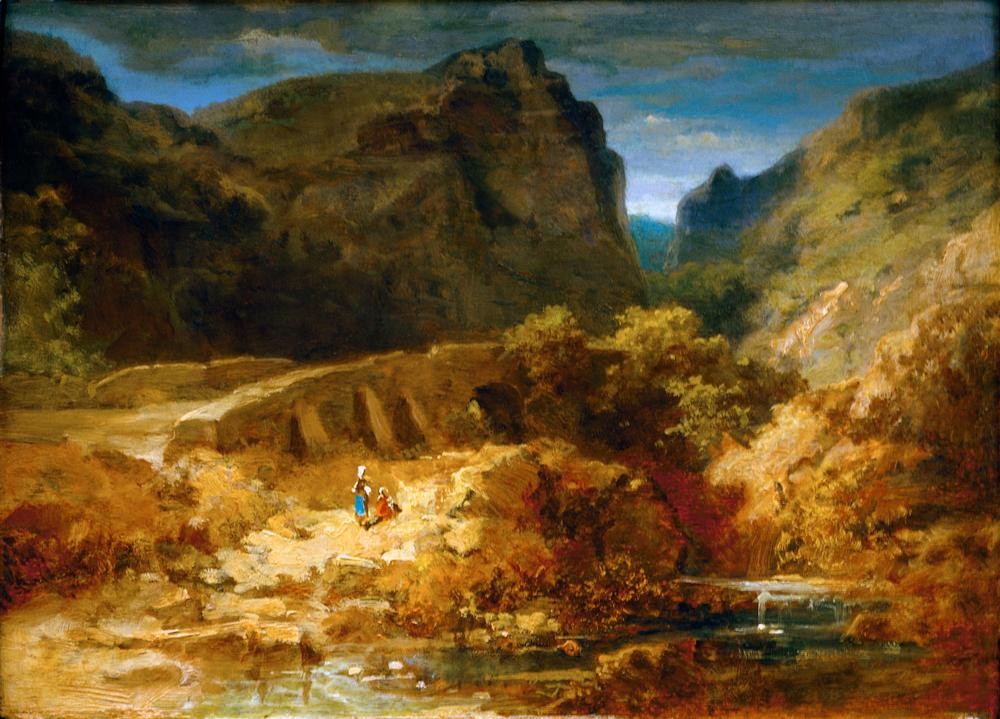 Carl Spitzweg, Italienische Landschaft (Deutsche Kunst,Gebirge,Kunst,Landschaft,Fluss,Genre)