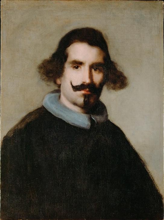 Diego Rodriguez de Silva y Velasquez, Selbstbildnis (Herrenmode,Künstler,Kunst,Maler (Künstler),Mann,Mode,Bart,Barock,Selbstbildnis,Portrait,Spanische Kunst,Halskrause,Kleidung (Allgemein),Kragen,Schwarz,Blick Aus Dem Bild,Brustbild,Braune Haare,Braune Augen,Person,Frisur,Farbe)