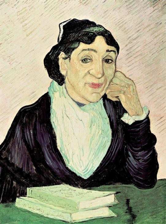 Vincent van Gogh, L’Arlésienne (Madame Ginoux) (Buch,Frau,Kunst,Mensch,Impressionismus,Tisch,Portrait,Niederländische Kunst,Holländische Kunst,Kopf Stützen)