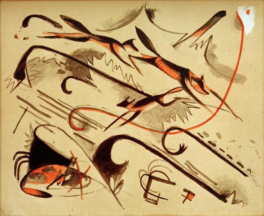 Franz Marc, Scherzo (Spielende Füchse) (Deutsche Kunst,Fuchs,Zoologie,Expressionismus,Der Blaue Reiter)
