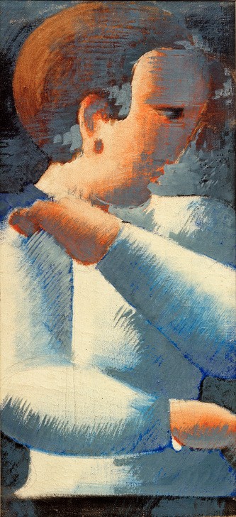 Oskar Schlemmer, Junge in Blauweiß (Bauhaus,Deutsche Kunst,Kind,Kunst,Mann,Mensch,Portrait,Knabe,Junger Mann)