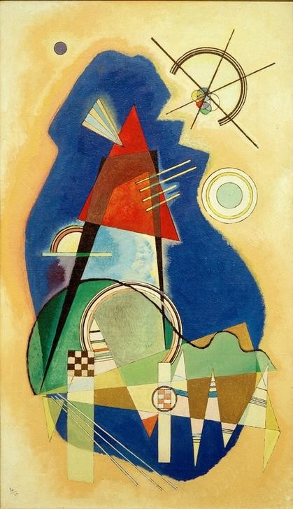 Wassily Kandinsky, Diskretes Blau (Geometrie, Der Blaue Reiter, Abstrakte Kunst, Russische Kunst, Abstraktion, Wohnzimmer,  Treppenhaus, Wunschgröße, Klassische Moderne, bunt)