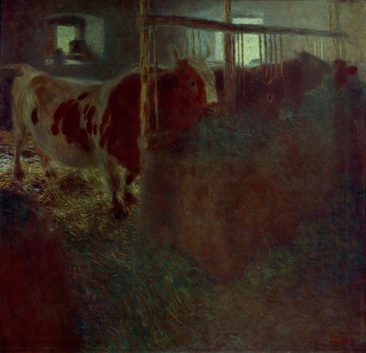 Gustav Klimt, Kühe im Stall  (Wirtschaft und Infrastruktur)