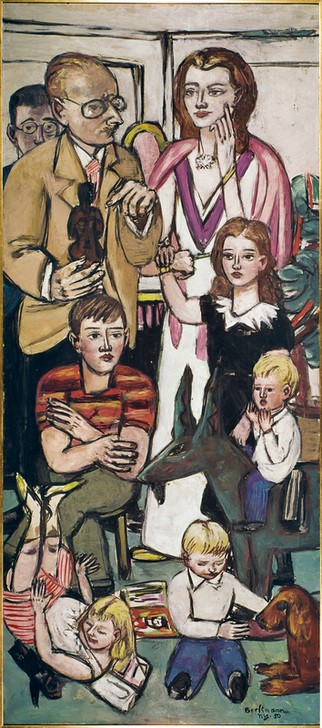 Max Beckmann, Die Hope Familie (Familie, Personen, Expressionismus, Klassische Moderne, Malerei, Wohnzimmer, Treppenhaus, Wunschgröße, bunt)