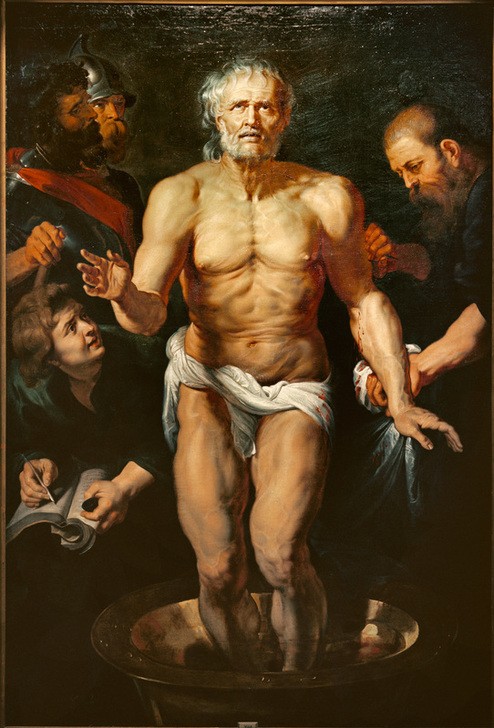 Peter Paul Rubens, Der sterbende Seneca (Flämische Kunst,Geschichte,Dichter,Mann,Philosoph,Schreiber,Schriftsteller,Selbstmord,Barock,Akt,Portrait,Diktat,Niederländische Kunst,Sterben,Waschschüssel,Verbluten,Person)