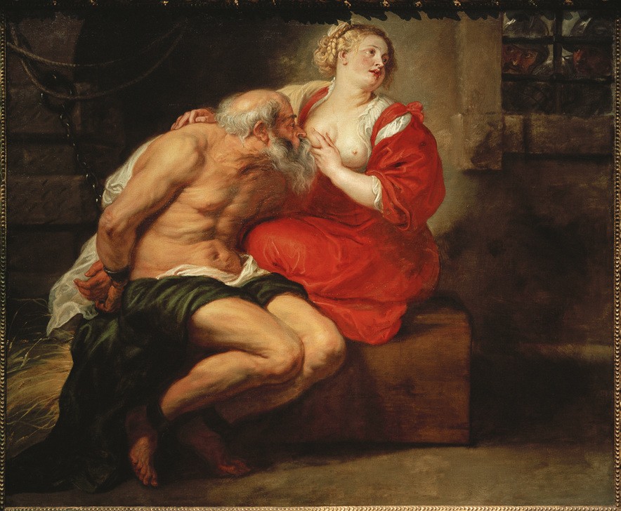 Peter Paul Rubens, Cimon und Pero (Flämische Kunst,Gefängnis,Mythologie,Soldat,Stillen,Barock,Busen,Gefangener,Wachtposten,Vater Und Tochter,Beobachten,Niederländische Kunst,Caritas Romana,Fesselung,Spähen,Griechisch-Römische Mythologie,Kette (Fessel))