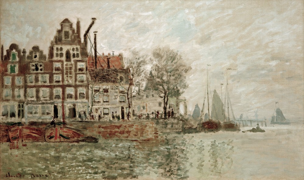 Claude Monet, Blick auf Amsterdam (Geographie,Kunst,Impressionismus,Stadtansicht,Französische Kunst,Topographie,Gracht)