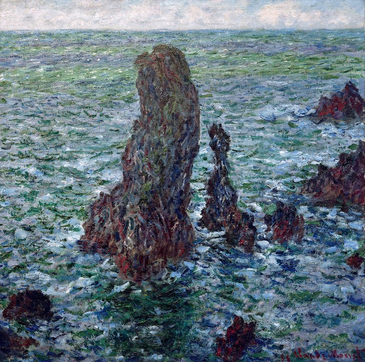 Claude Monet, Les pyramides de Port-Coton (Die Fels– pyramiden von Port-C (Küste,Kunst,Landschaft,Meer,Impressionismus,Felsen,Französische Kunst)