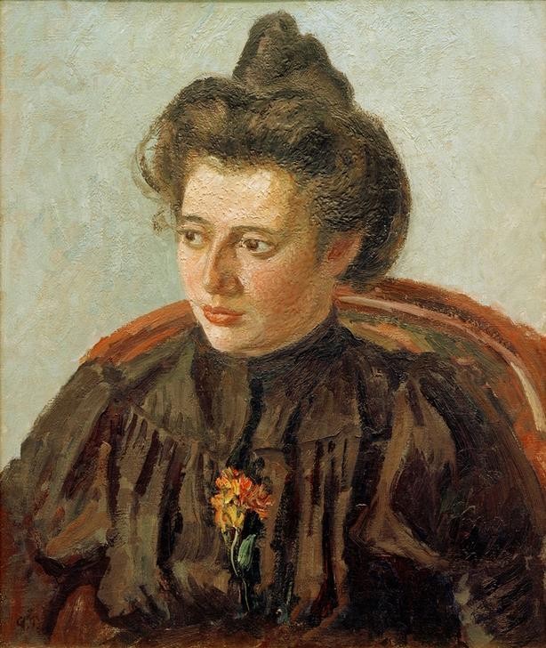 Camille Pissaro, Porträt von Jeanne (Frau,Kunst,Impressionismus,Portrait,Tochter,Französische Kunst,Blume,Sitzen,Jahrhundertwende,Tochter Von Berühmten,Person)