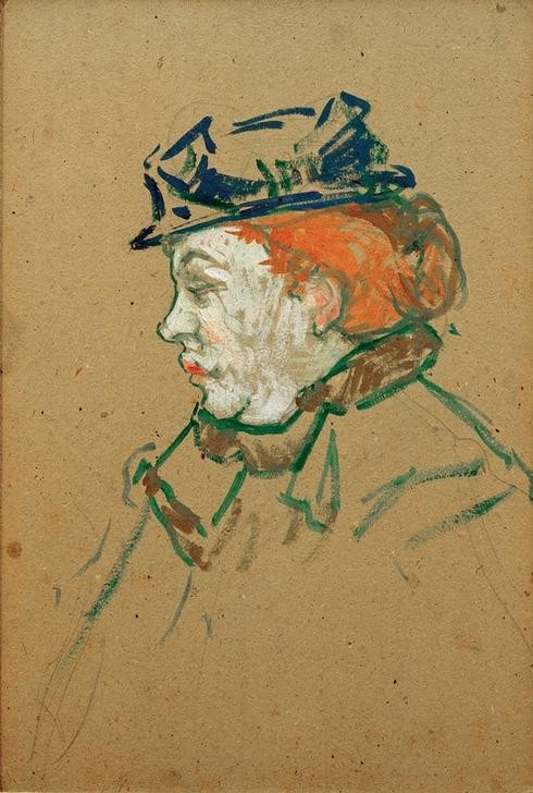 Henri de Toulouse-Lautrec, Die Tänzerin Gabrielle (Frau,Kunst,Mensch,Hut,Portrait,Französische Kunst,Fin De Siecle,Profil,Jahrhundertwende)