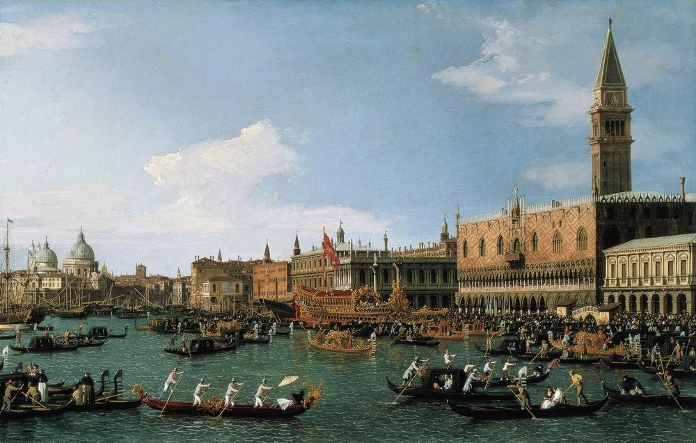 Giovanni Antonio Canaletto, Return of Il Bucintoro on Ascension Day (Städte, Venedig, Vedute, Architektur, Dogenpalast, Lagune, Gondeln, Canal, Wunschgröße, Barock, Wohnzimmer, Klassiker,)