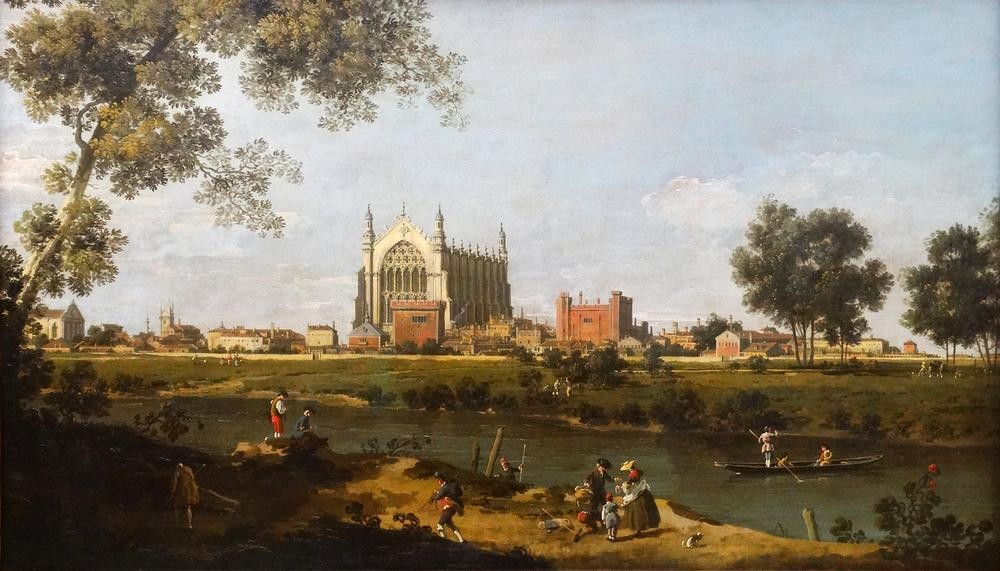Giovanni Antonio Canaletto, Eton College (Landschaft, Berkshire, Gebäude, England, Fluss, Barock, Klassiker, Wunschgröße, Wohnzimmer)