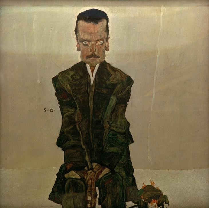 Egon Schiele, Bildnis Eduard Kosmack (Mann,Mensch,Portrait,Expressionismus,Österreichische Kunst,Sitzen,Kniestück,Verleger)