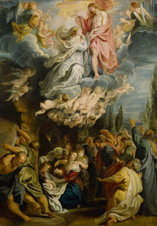Peter Paul Rubens, Die Himmelfahrt Mariens (Christentum,Flämische Kunst,Kunst,Religion,Barock,Neues Testament,Bibel,Apostel,Mariä Himmelfahrt,Marienkrönung,Marienleben,Engelskonzert,Niederländische Kunst)