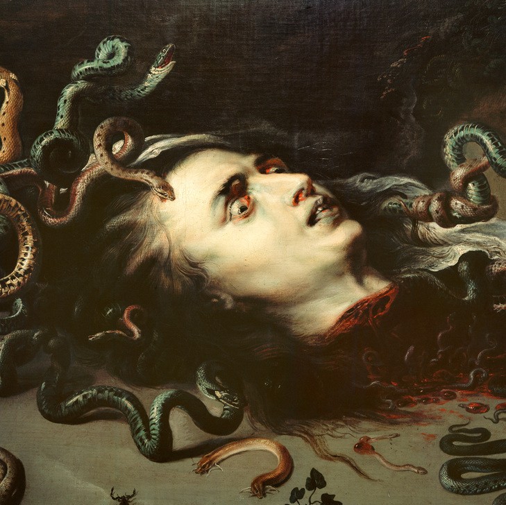 Peter Paul Rubens, Das Haupt der Medusa (Enthaupten,Flämische Kunst,Mythologie,Schlange,Barock,Fabelwesen,Insekt,Niederländische Kunst,Reptilien,Griechisch-Römische Mythologie,Ausschnitt)
