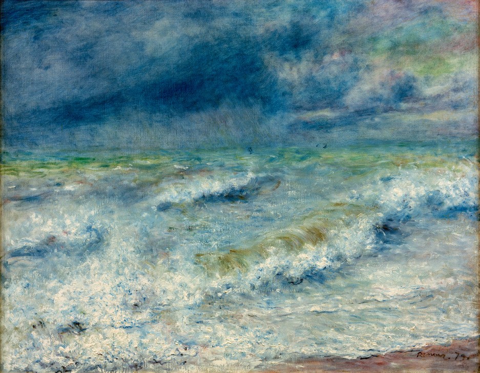 Pierre-Auguste Renoir, Seestück (Himmel (Natur),Kunst,Landschaft,Meteorologie,Wolke,Meer,Impressionismus,Marinemalerei,Französische Kunst,Welle,Blau,Farbe)
