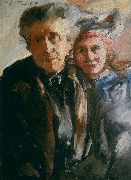 Lovis Corinth, Großmutter und Enkelin (Deutsche Kunst,Frau,Grossmutter,Jugend (Lebensalter),Lebensalter,Alter,Impressionismus,Portrait,Enkelkind)