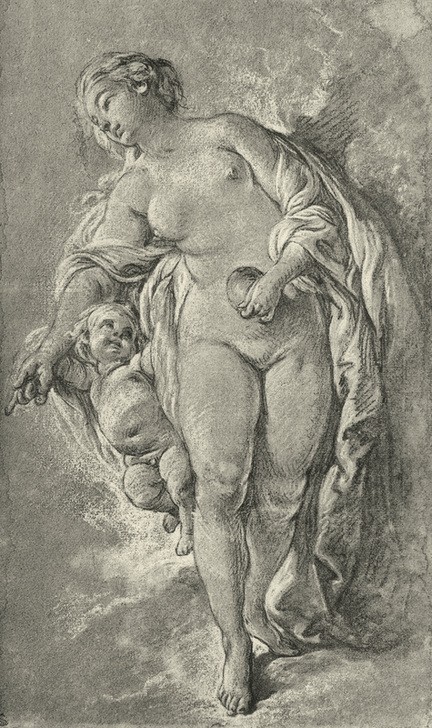 Francois Boucher, Venus mit dem Apfel (Apfel,Erotik,Frau,Liebe,Mythologie,Schönheit,Akt,Rokoko,Portrait,Französische Kunst,Göttin,Junge Frau,Ganzfigurig,Griechisch-Römische Mythologie,Symbolik)