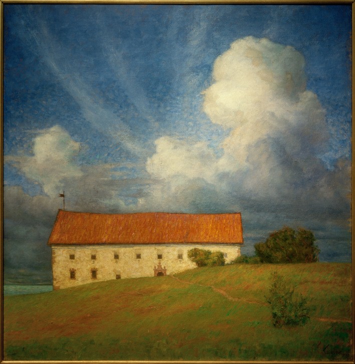 Eugen, Prinz von Schweden, Das alte Schloss (Architektur,Himmel (Natur),Kunst,Landschaft,Meteorologie,Schloss,Wetter,Wolke,Architekturdarstellung,Schwedische Kunst,Skandinavische Kunst,Signatur)