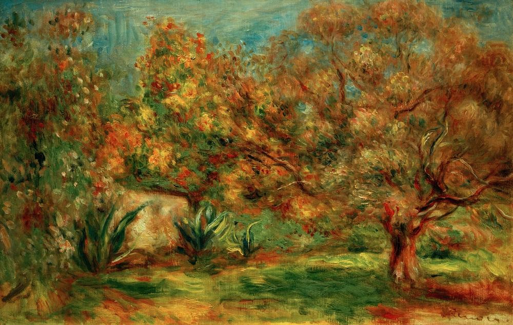 Pierre-Auguste Renoir, Olivengarten (Kunst,Landschaft,Maler (Künstler),Olivenhain,Impressionismus,Französische Kunst,Olivenbaum,Landwirtschaft,Garten)