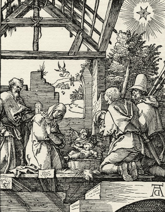Albrecht Dürer, Die Geburt Christi (Christentum,Deutsche Kunst,Religion,Renaissance,Neues Testament,Bibel,Christi Geburt,Anbetung Der Hirten)