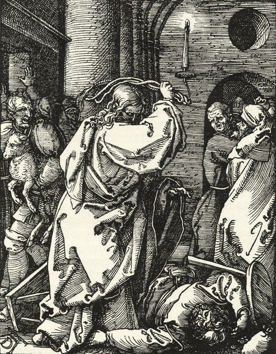 Albrecht Dürer, Die Vertreibung der Händler aus dem Tempel (Christentum,Deutsche Kunst,Geldwechsler,Religion,Renaissance,Neues Testament,Bibel,Austreibung Der Wechsler,Profanisierung)