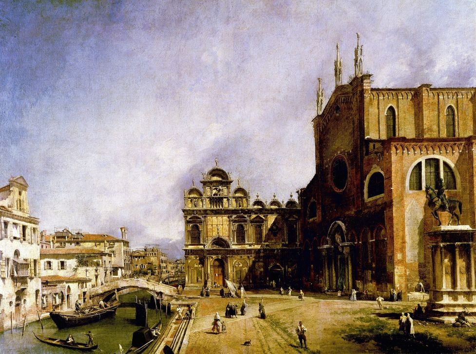 Giovanni Antonio Canaletto, Vista de Venecia  (Städte, Venedig, Vedute, Architektur, San zanipolo , San Giovanni e Paolo, Ospedale, Scuola grande di San Marco, Krankenhaus, Barock, Klassiker, Wunschgröße, Wohnzimmer)
