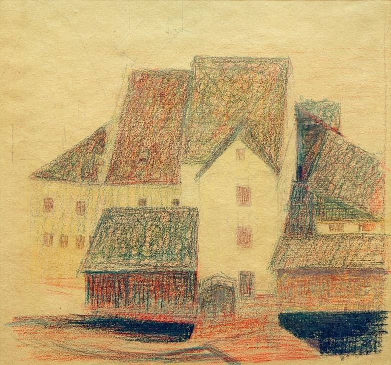 Egon Schiele, Häusergruppe um die Stadtmühle (Architektur,Haus,Kunst,Österreichische Kunst)