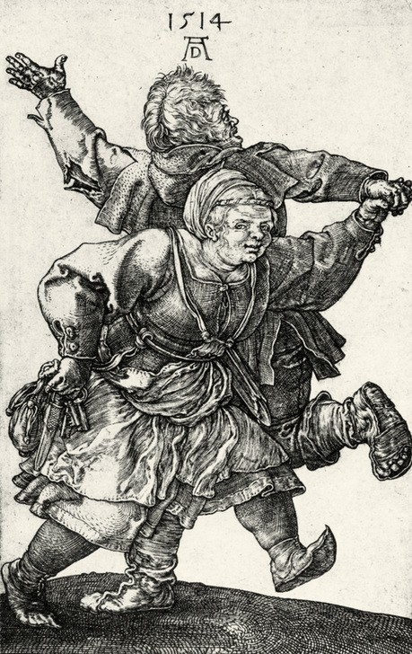 Albrecht Dürer, Tanzendes Bauernpaar (Bauer (Landwirt),Deutsche Kunst,Ehepaar,Musik,Tanz,Volkskunde,Renaissance,Volkstanz,Land Und Leute)