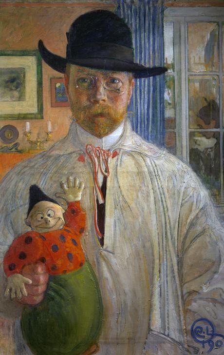 Carl Larsson, Self-portrait (Kunst,Puppe (Gegenstand),Bart,Hut,Selbstbildnis,Portrait,Tag)