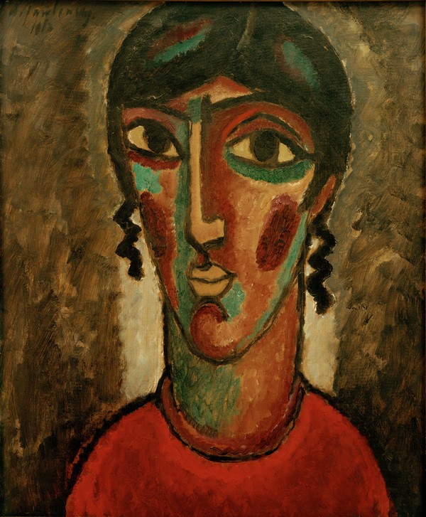 Alexej von Jawlensky, Spanierin (Frauenkopf vor grauem Hintergrund)  (Mensch und Gesellschaft)