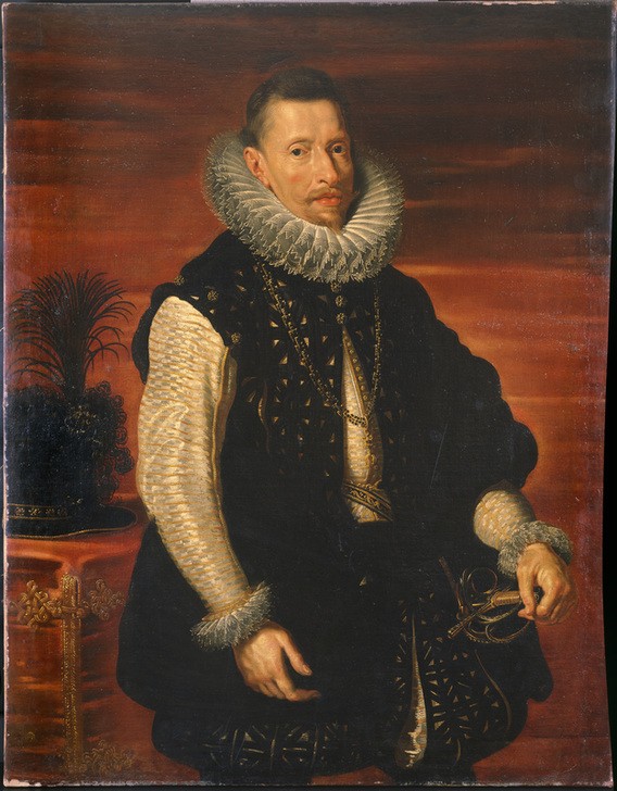 Peter Paul Rubens, Erzherzog Albrecht VII. (Degen,Erzherzog,Flämische Kunst,Geschichte,Goldenes Vlies,Herrenmode,Kette (Schmuck),Mann,Orden (Auszeichnung),Waffe,Bart,Hut,Barock,Spitzen,Portrait,Feder,Halskrause,Niederländische Kunst,Spitzenkragen,Kragen,Rahmen,Schlitze,Person,Statthalter,Orden (All)