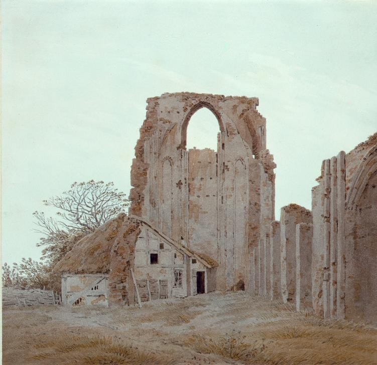 Caspar David Friedrich, Die Abtei Eldena bei Greifswald (Abtei,Deutsche Kunst,Kloster,Ruine,Zisterzienserkloster,Zisterzienser,Romantik,Klosterruine)