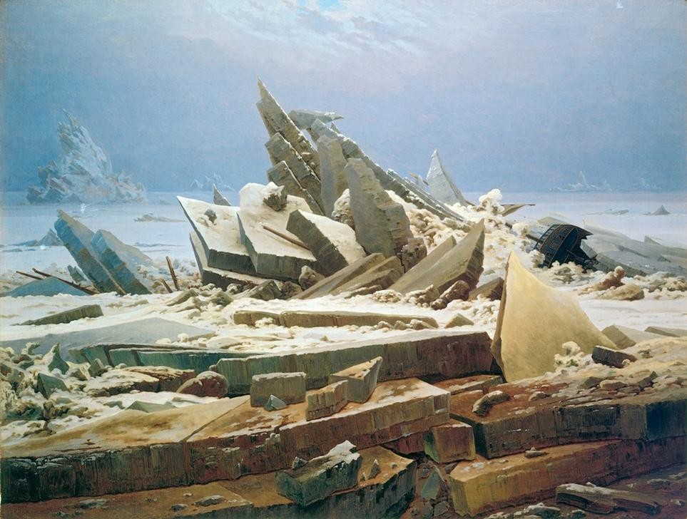 Caspar David Friedrich, Das Eismeer (Eis (Kälte),Expedition,Geschichte,Psychologie,Schiffbruch Und Unglück,Unglück,Winter,Meer,Depression,Hoffnung,Schiffbruch,Eisscholle,Restauration,Kälte,Symbolik,Schifffahrt)