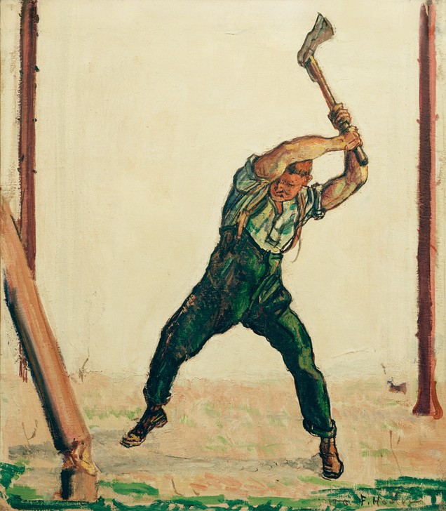 Ferdinand Hodler, Holzfäller (Forstwirtschaft,Holzfäller,Jugendstil,Schweizerische Kunst,Axt)
