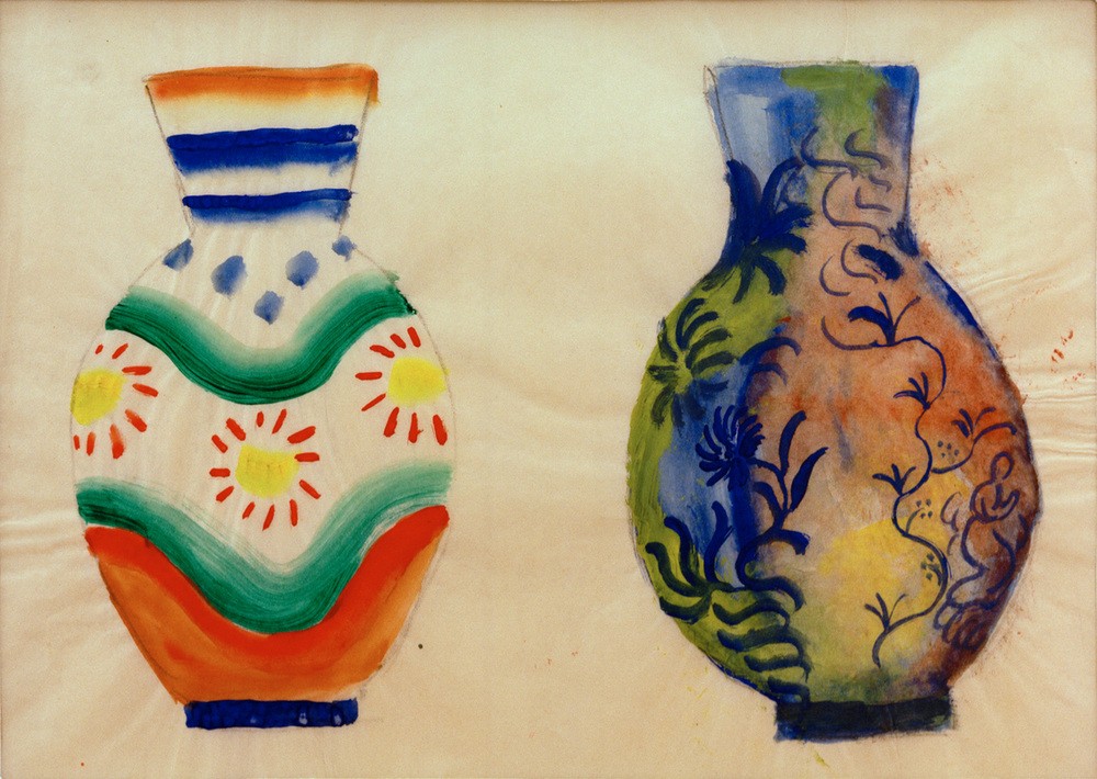 August Macke, Zwei Bauchvasen (Deutsche Kunst,Kunst,Ornamentik,Vase,Entwurf,Gefäss,Design)