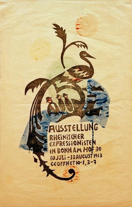 August Macke, Ausstellung Rheinischer Expressionisten II,... (Ausstellung,Deutsche Kunst,Kunstausstellung,Kunst,Plakat,Expressionismus,Entwurf)