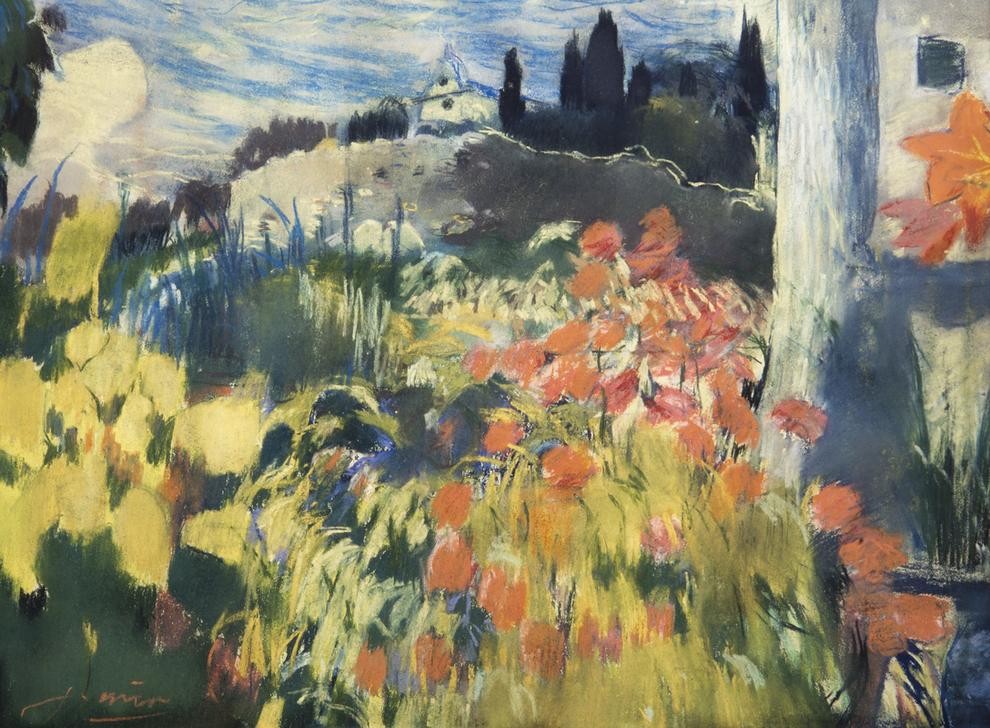 Joaquim Mir, Maspujols (Landschaft,Baum, Garten, Katalonien, Post-Modernisme, Malerei, Klassische Moderne, Wunschgröße, Wohnzimmer, Treppenhaus, bunt)