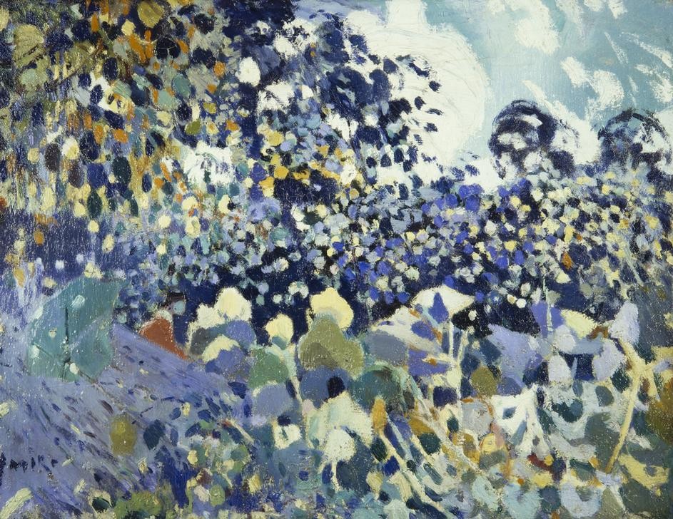 Joaquim Mir, Blumen (Blumen, Blüten, Abstraktion, Garten, üppig, Post-Modernisme, Malerei, Klassische Moderne, Wunschgröße, Wohnzimmer, Treppenhaus, bunt)